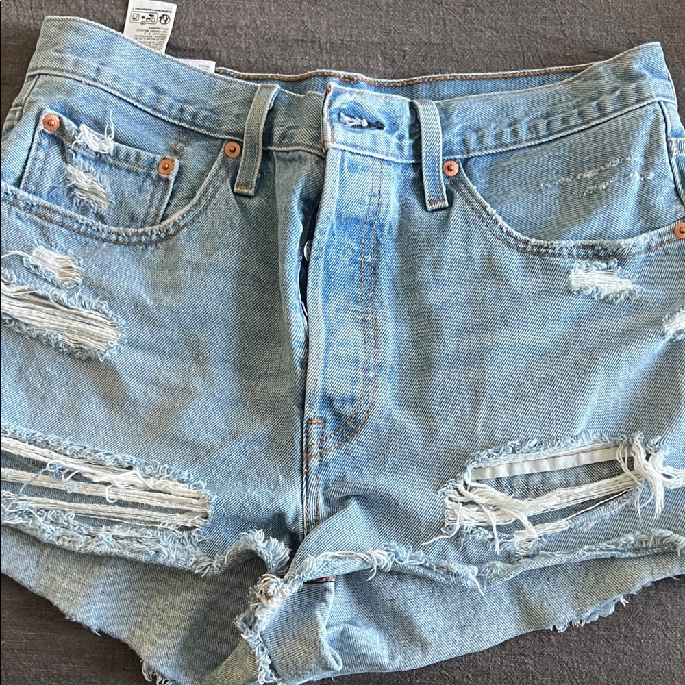 Levi's Women's Jean Shorts - Light Blue, Pink, White - Picture 2 of 7